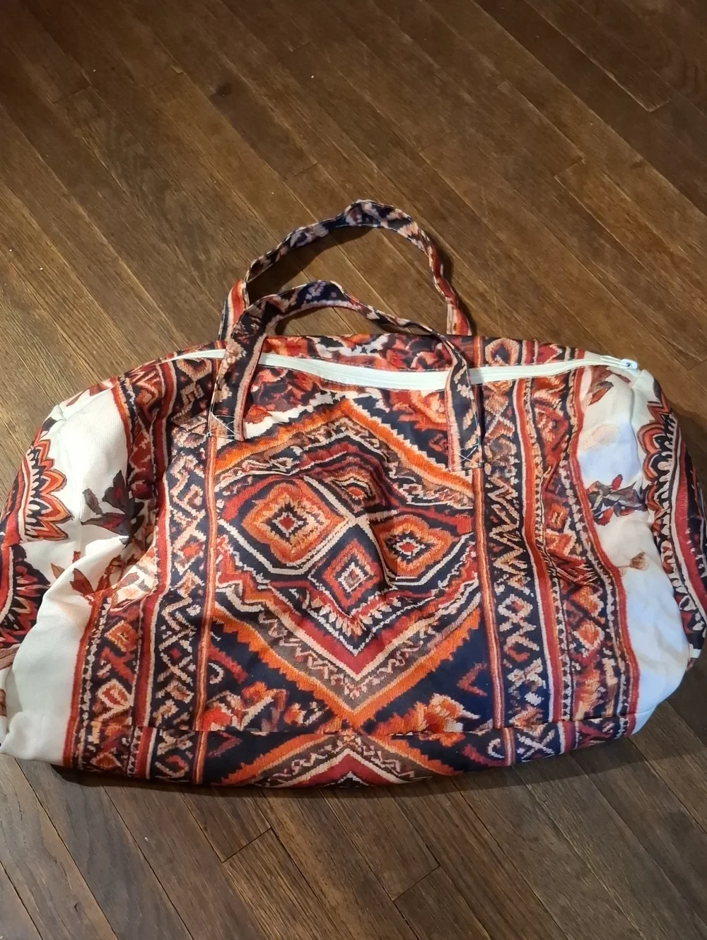 NEW! Boho Aztec Pattern Tote Bag in Orange and Navy